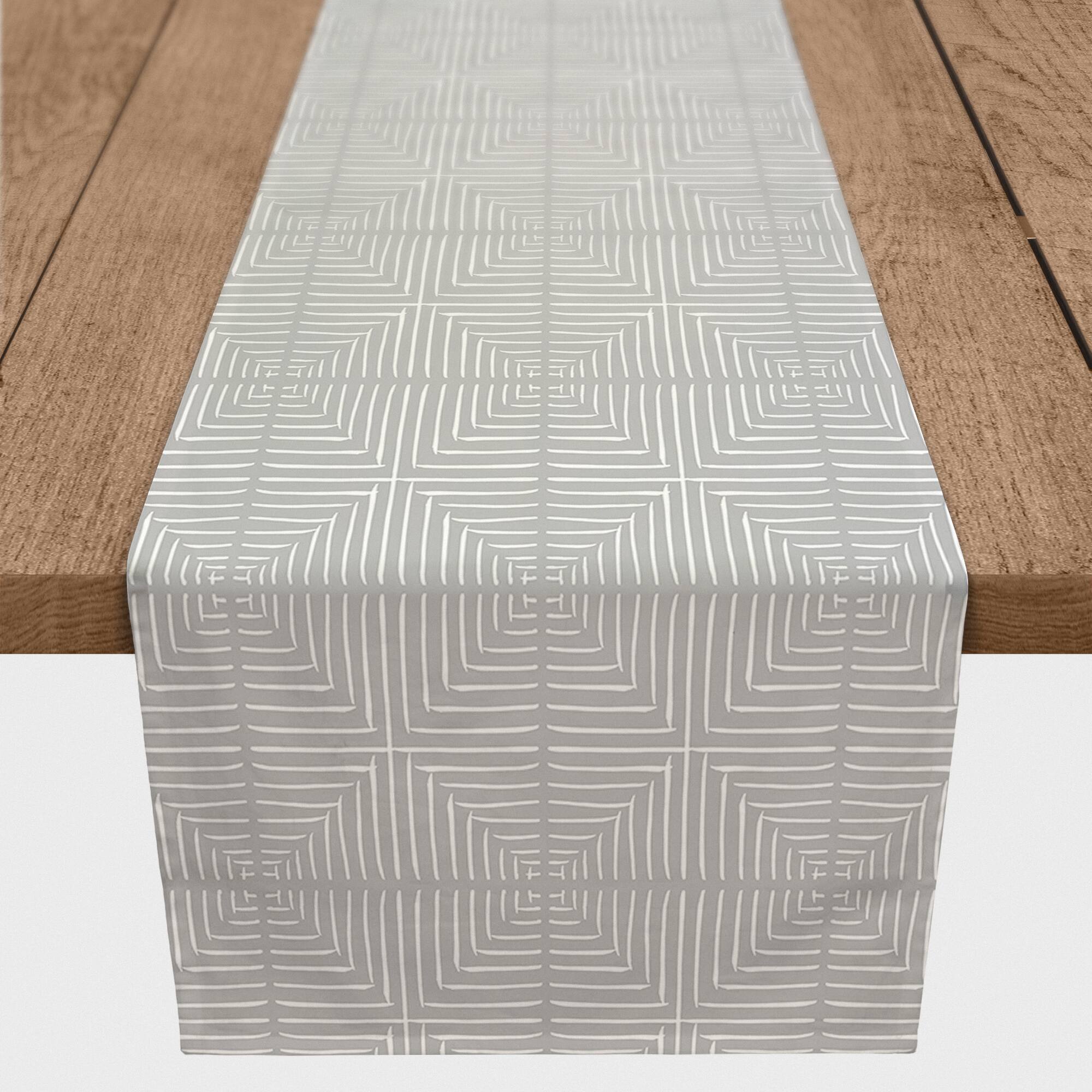 72" Gray Geometric Diamonds Cotton Twill Runner